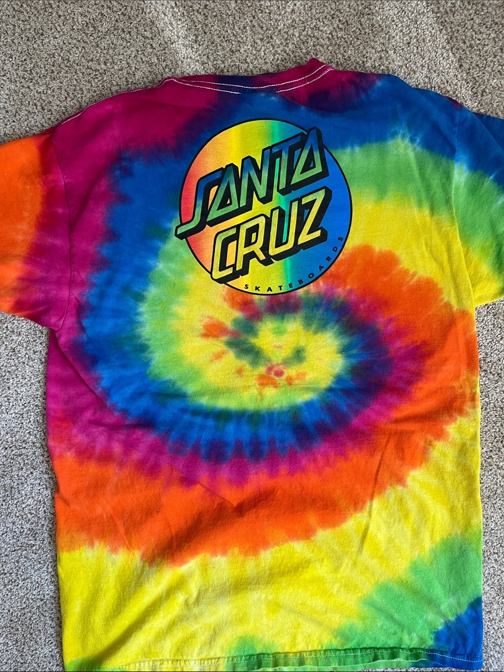 Santa Cruz Tie-Dye Spiral Tee in Rainbow Colors 100% cotton - Picture 2 of 3